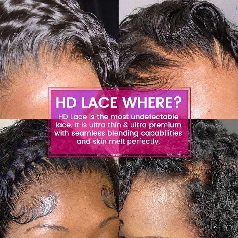 13x4 Frontal Deep Wave Wigs HD Lace Natural Black Wigs