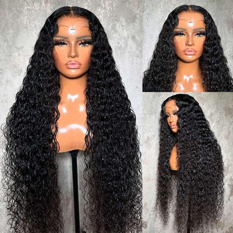 13x4 Frontal Deep Wave Wigs  HD Lace Natural Black Wigs